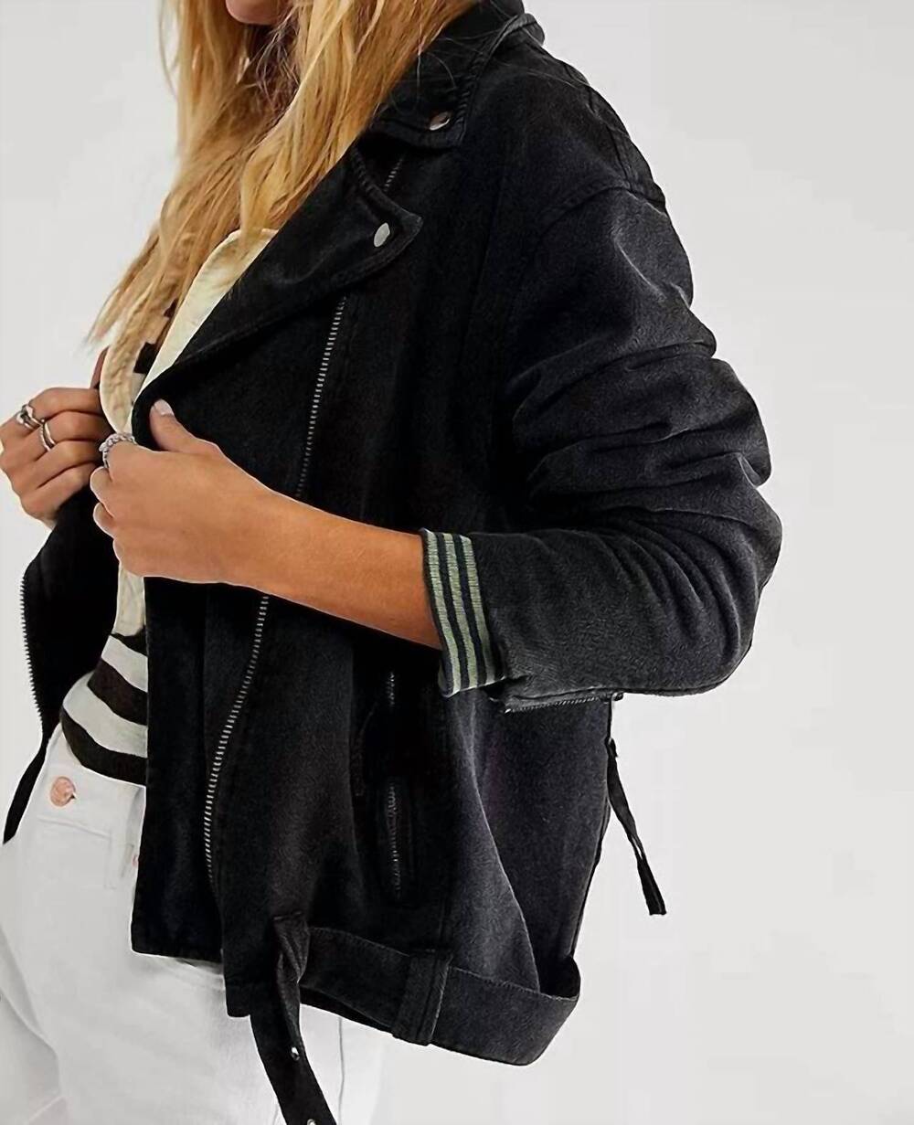 NEW FREE PEOPLE rebel rebel knit moto jacket in black - Picture 4 of 8